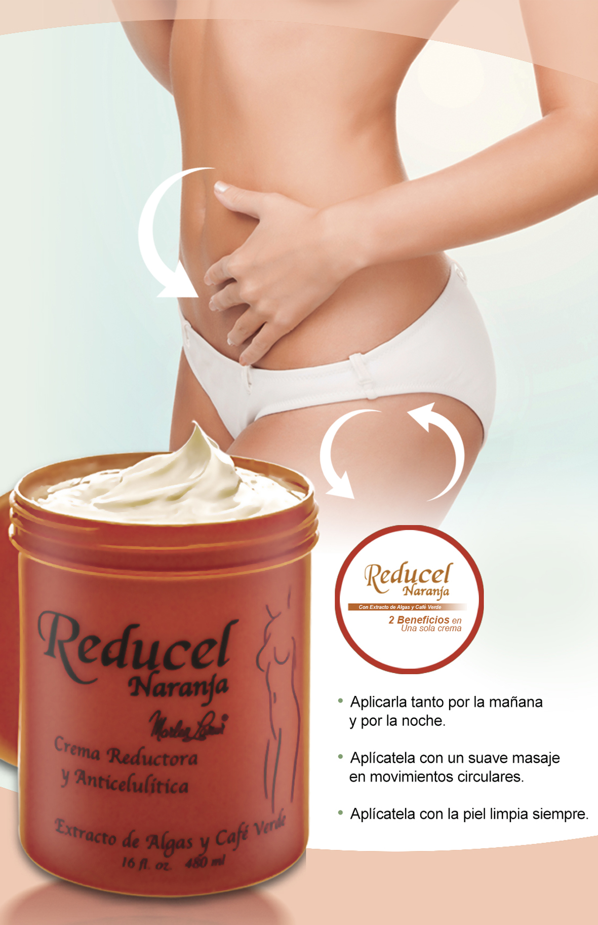 Vista 2 de crema reductora anticelulitis naranja